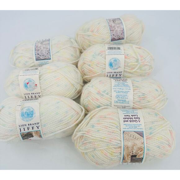 7 Vintage Lion Brand Baby Jiffy Quick & Easy Mohair Look Yarn CORAL GABLES SPOT - Picture 1 of 13